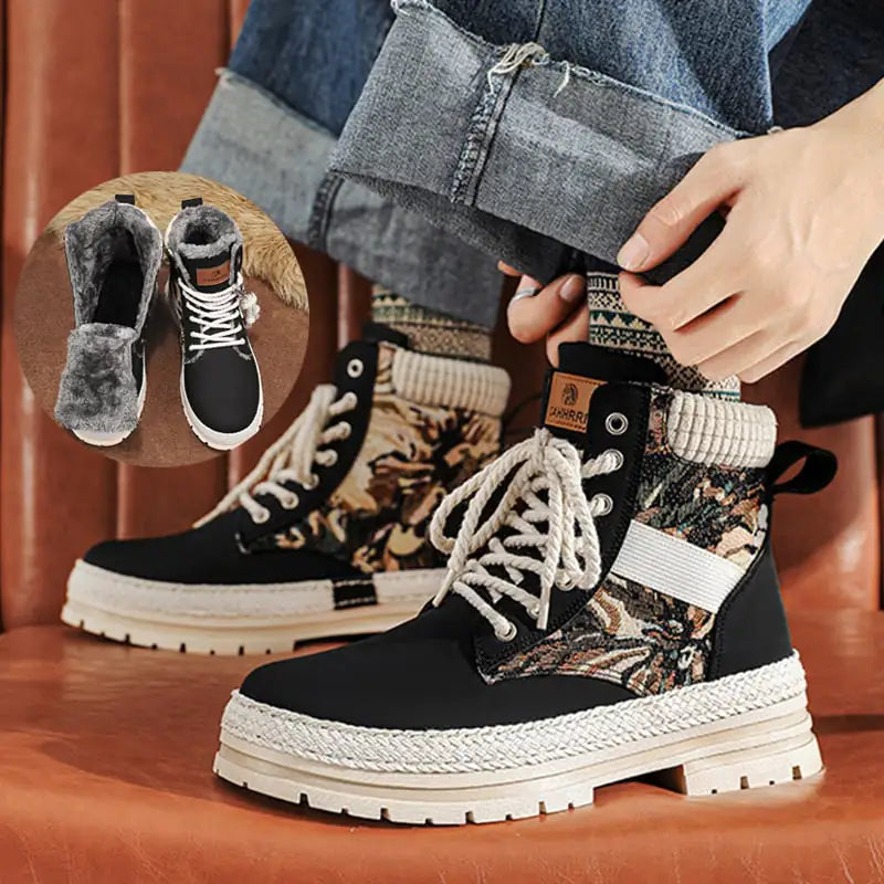 Men's High-Top Print Boots for Autumn & Winter Casual Wear
