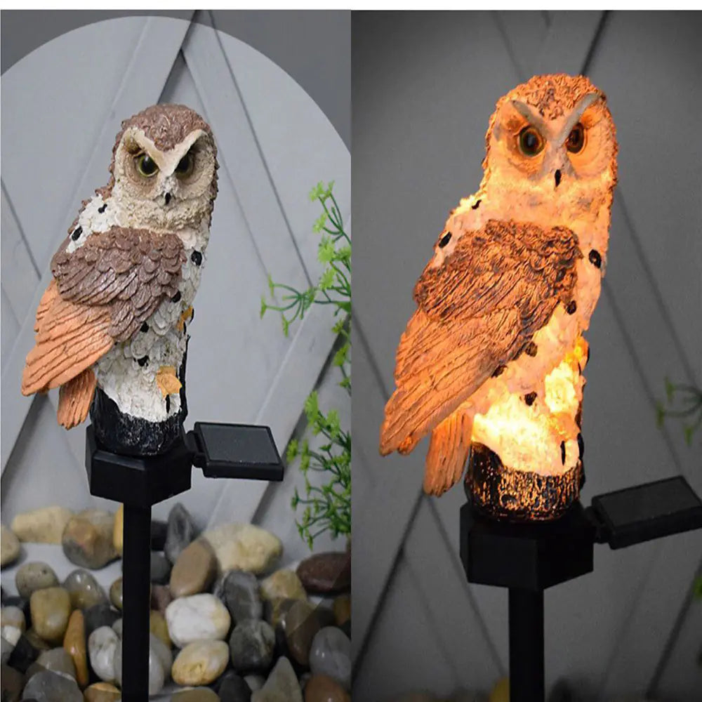 Solar Owl Garden Stake Light - Resin Outdoor Decor
