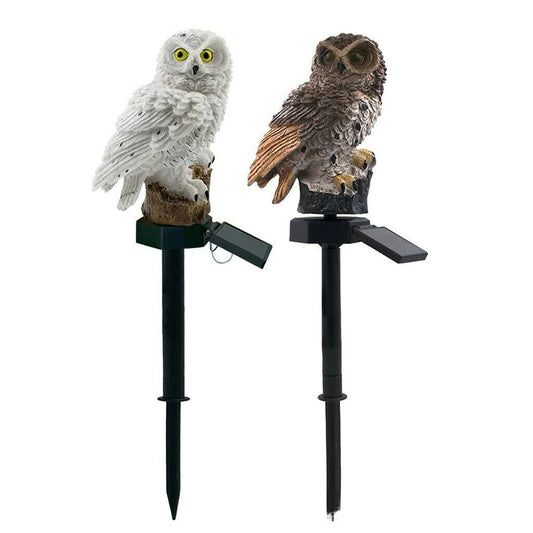 Solar Owl Garden Stake Light - Resin Outdoor Decor